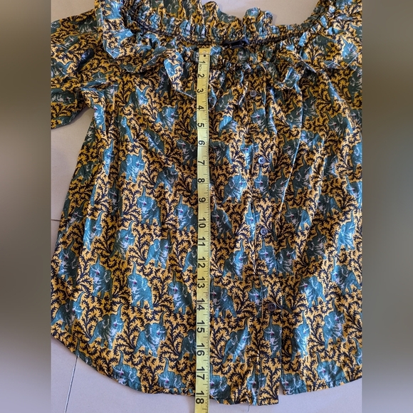 J.Crew Off the Shoulder Ratti Elephant Print Top long sleeve size 14 - Picture 11 of 16